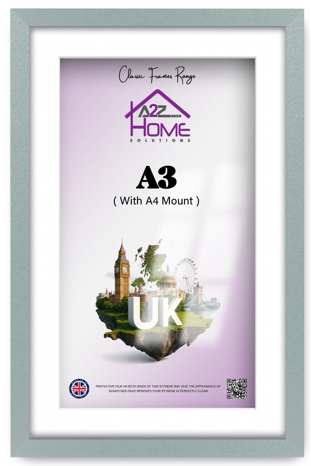 A2Z Home Solutions® Wall Poster Picture Frame With Mount to Hang Portrait or Landscape Art Gallery Silver Photo Frame With White Mount- A3 Pic Size A4
