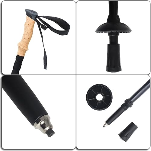 Miniatura 6 de OUTRY Bastón de senderismo plegable, bastón de senderismo para senderismo, campamento y mochileros, aleación de aluminio ultraligera 7050