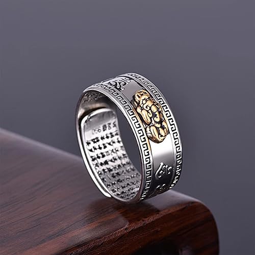 Vista 6 de Anillo Feng Shui Pixiu Mantra Para - Anillo Ajustable Pixiu Mantra De La Suerte