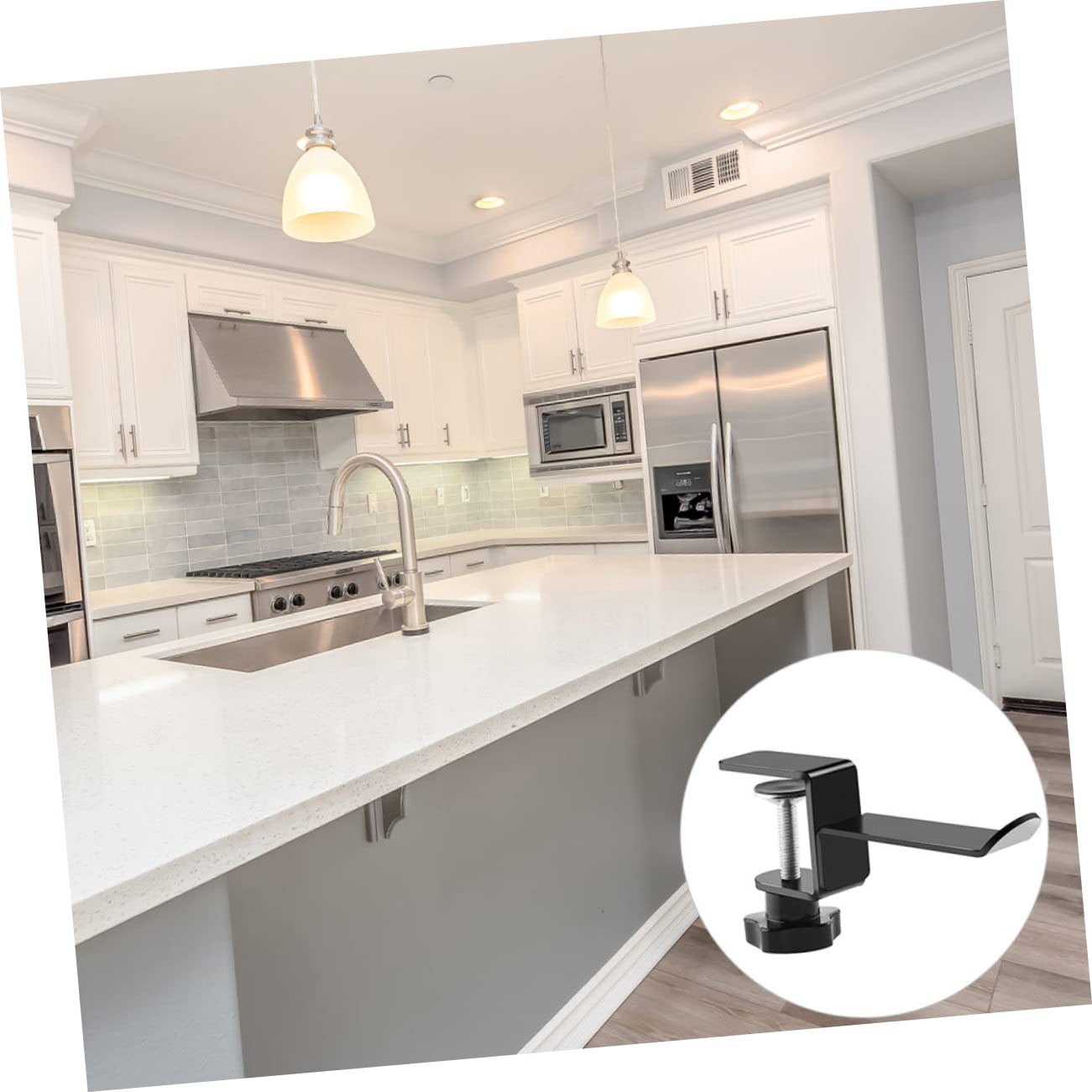 Gadpiparty Gancio Metallico per Cuffie 2 Pezzi in Ferro Nero Regolabile | Montaggio Sotto Scrivania, Uso Multiuso per Bagno e Cucina, Adatto a Headphone e Vestiti