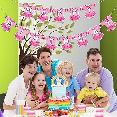 Image of Rozi Decoration Baby Dress Theme Little Ones Birthday Banner (Banner-Pink)