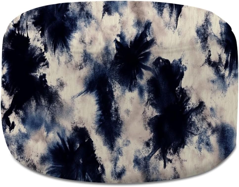 Round Pouf Ottoman dye Geometric tradition pattern texture Abstract batik brush repeat Foot Stool Foot Rest Floor Stool Bean Bag Chair Cotton Linen Removable Indoor Outdoor for Living Room Bedroom