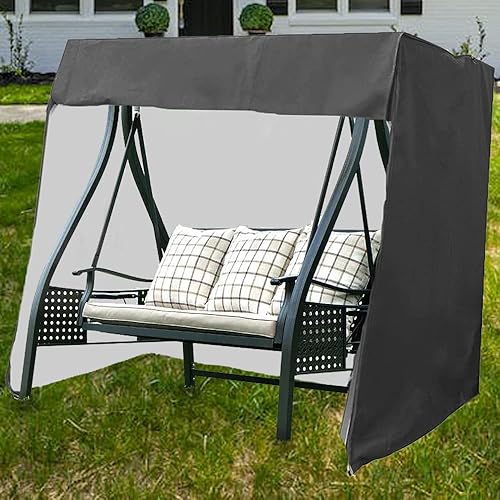 Miniatura 7 de FLYMEI Cubierta para columpio de porche, toldo para exteriores, cubierta para columpio de 3 plazas, cubierta para silla de hamaca de patio, cubierta