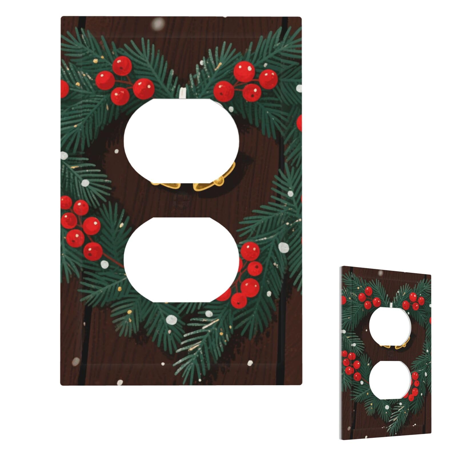 Fekiloot Duplex Merry Christmas Wall Plate Cover Modern Decorative 1 Gang Light Switch Cover Unbreakable Receptacle Outlet Covers For Living Room Bedroom Home Decor