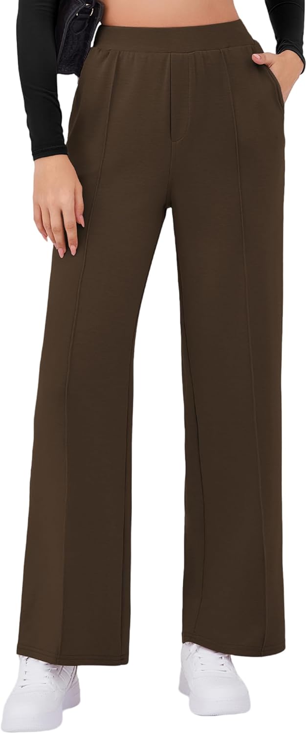 Gracyoga Women Wide Leg Casual Pants High Waisted Sweatpants Dress Pants Stretchy Work Pants Slacks Trousers with Pockets