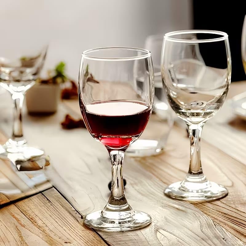 Image of PrimeWorld Wine Glass Set of 6 (190ml) | Clear Crystal Glass Red & White Wine Glasses | Elegant Stemmed Glassware for Home, Parties, Dining & Restaurants