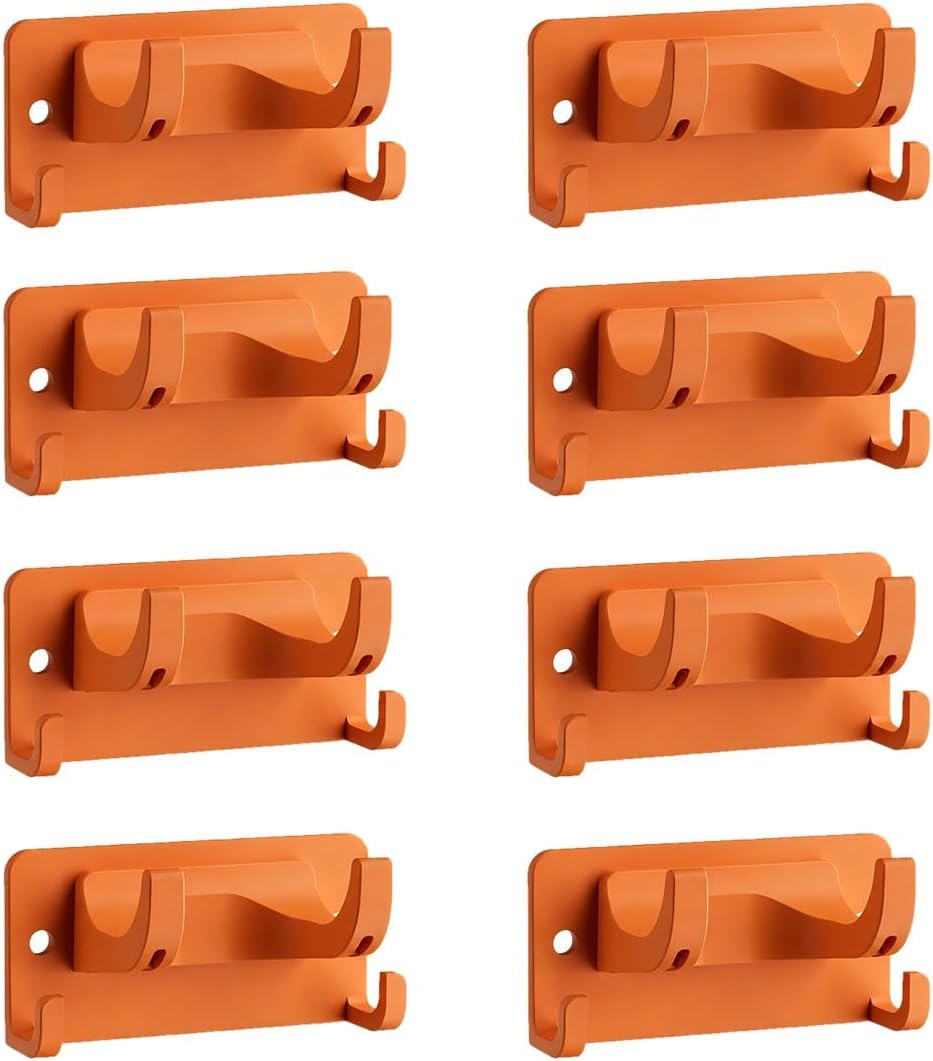 8 PCS Wall Mount Tool Hooks, Garden Tool Storage Rack with Multiple Hooks