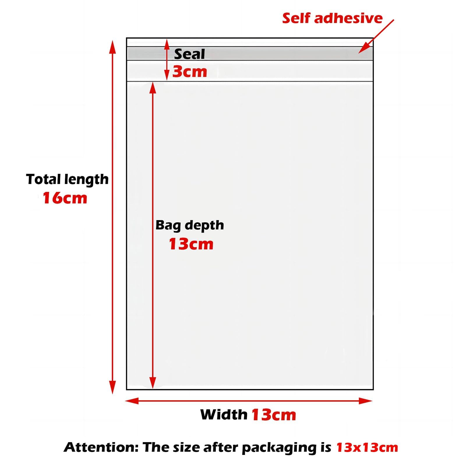 300 x Transparent OPP Plastic Bakery Bags for Bakery Packaging Bags (13 x 16 cm) - 3