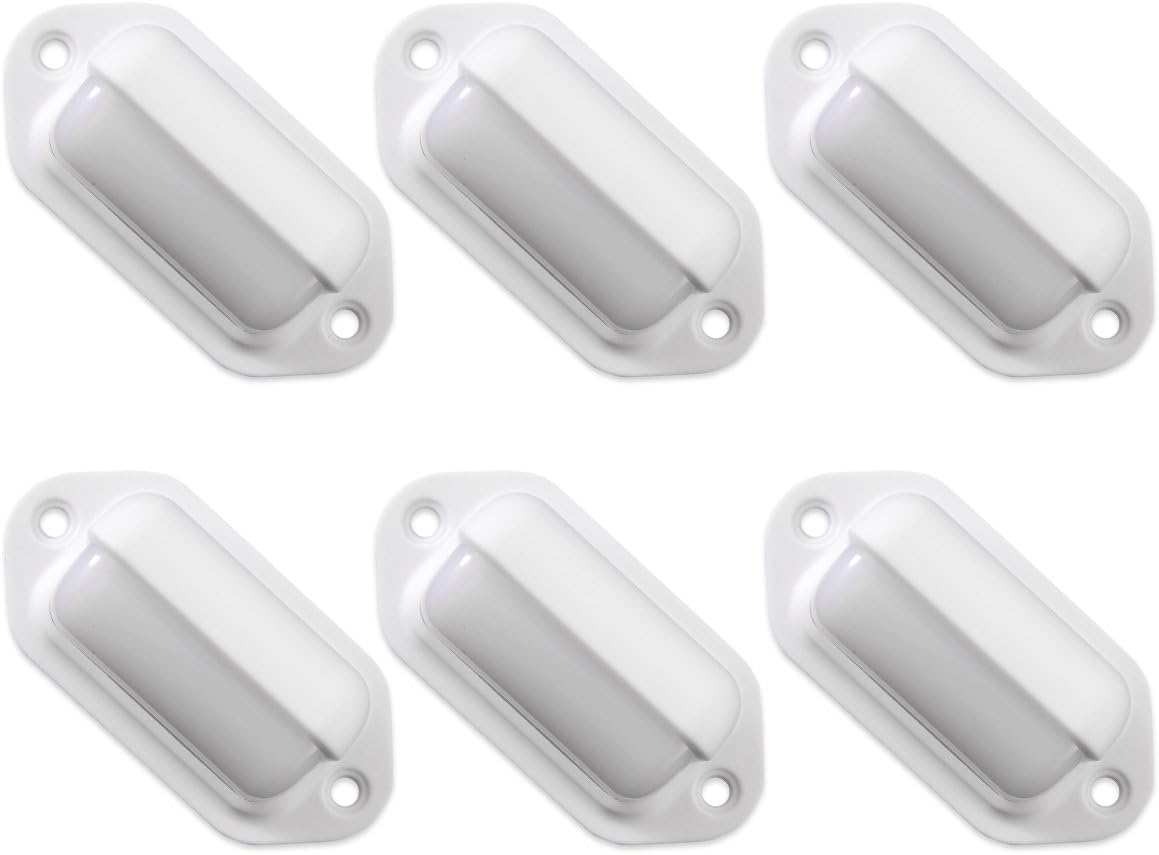 Dream Lighting LED License Plate Lights 12 Volt Number Plate Mini Stairway Night Deck Lights for Boat, Marine, RV, Camper, 3000K White, 2.6inch, White Shell, Pack of 6