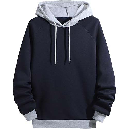 SOLY HUX Men's Casual Colorblock Pullover Fashion Loose Fit Long Sleeve Graphic Trendy Drawstring Hoodie Sweatshirt