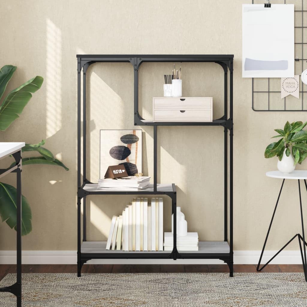 Sistema de estanterías Sonoma gris de madera y acero 81x36x115 cm