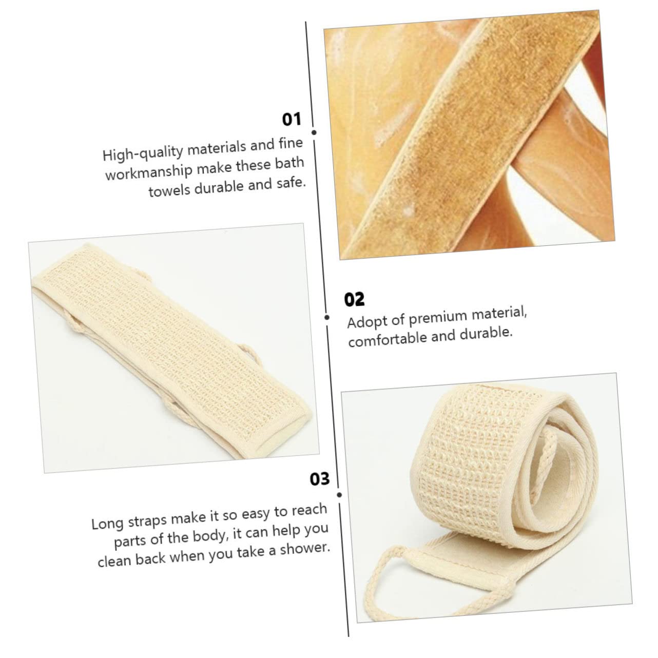 Depurador de Espalda de Sisal, 10 Piezas, Beige para Ducha | Tiras Largas Cómodas, Limpia la Piel, Formato Esponja, Uso Corporal en Baño