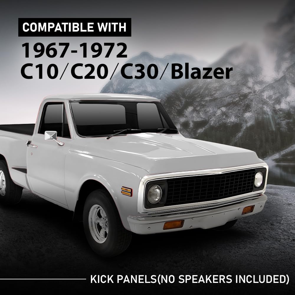 G-PLUS Speaker Kick Panels Pair Black Compatible with Chevy C30 C20 C10 Pickup Suburban Blazer 1967-1972
