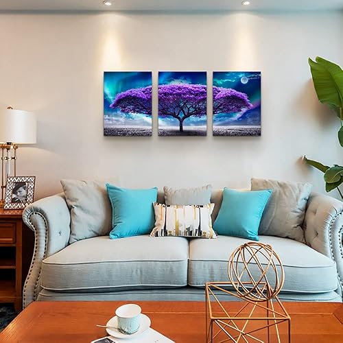 Miniatura 5 de Lienzo decorativo para pared de sala de estar, decoración de pared bohemia para dormitorio, granja, cuadros de pared de árbol púrpura aurora,