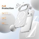 3-in-1 for iPhone 17 Pro Max Case with Camera Stand [1 Screen Protector & 1 Camera Lens Protector ][Fits MagSafe][Shockproof & Magnetic][Translucent Matte]Fashion Phone Case for 17 Pro Max(Silver)