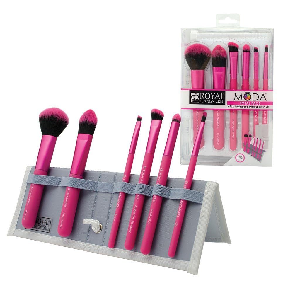 Royal Brush Moda Cosmetic Make Up 7 Piece Pink Total Face Set Brush Set