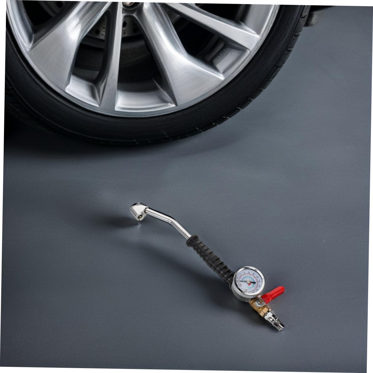Generisch 2 Stück Reifeninflator mit Manometer und Schwenkbarem Luftanschluss Schneller Druckprüfer für Auto Motorrad Fahrrad und Lkw reifen Verlängerte Winkel düse für Einfache