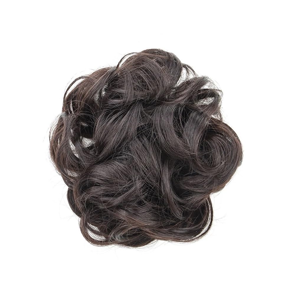 QRSTUVXZY 1PCS Messy Hair Bun Scrunchies Extension Curly Wavy Synthetic Chignon Hairpieces for Women(Natural Black)