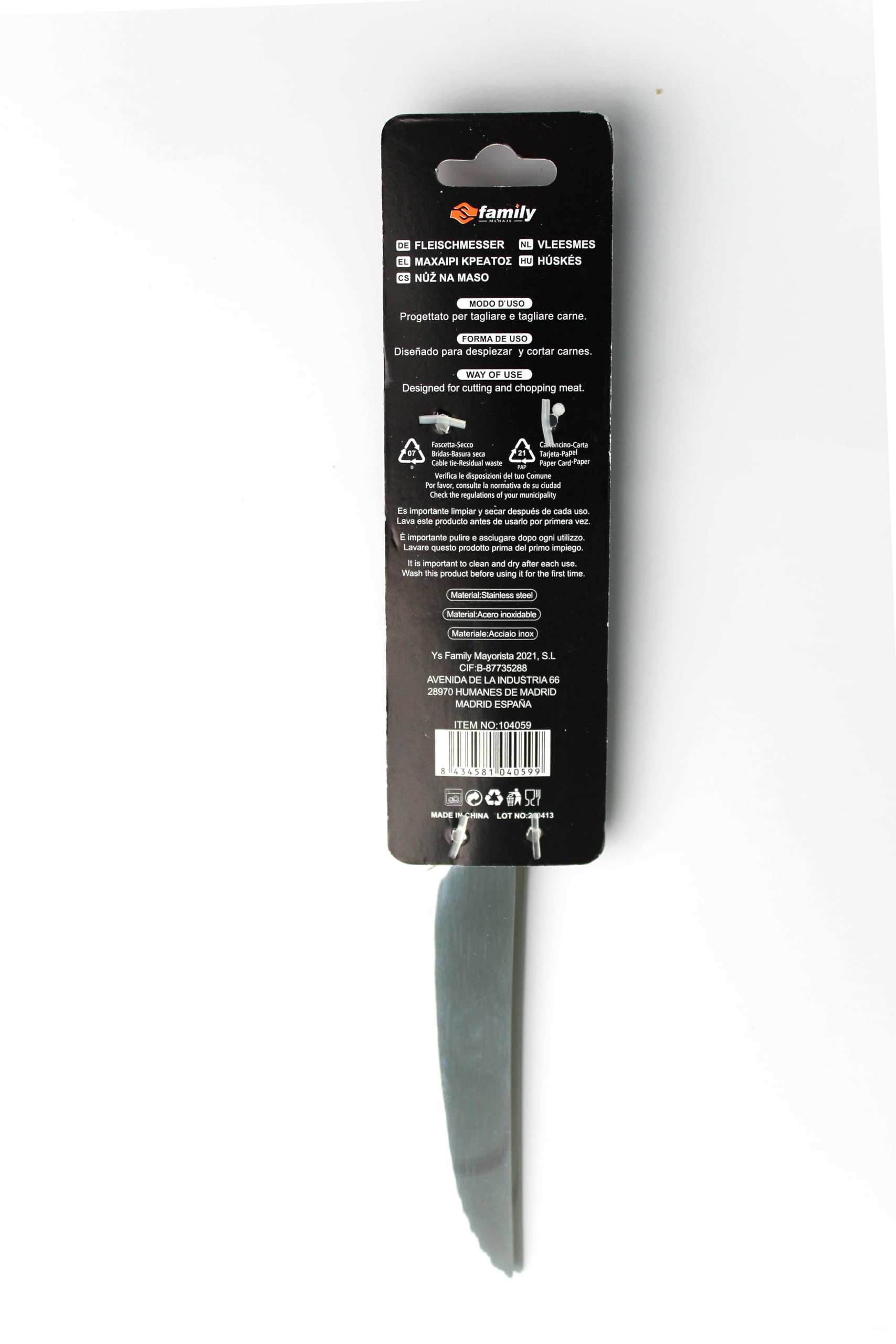 Cuchillo de Carne Acero Inoxidable 21.5x2CM FAMILY Pack 6 Cubiertos Hogar Restaurante