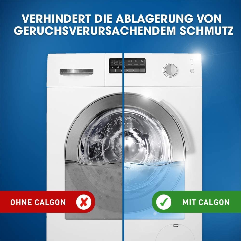 Calgon 4-in-1 Power Pulver – Wasserenthärter gegen Kalkablagerungen, Schmutz und Korrosion in der Waschmaschine – Beugt unangenehmen Gerüchen vor – 4 x 1,3 kg