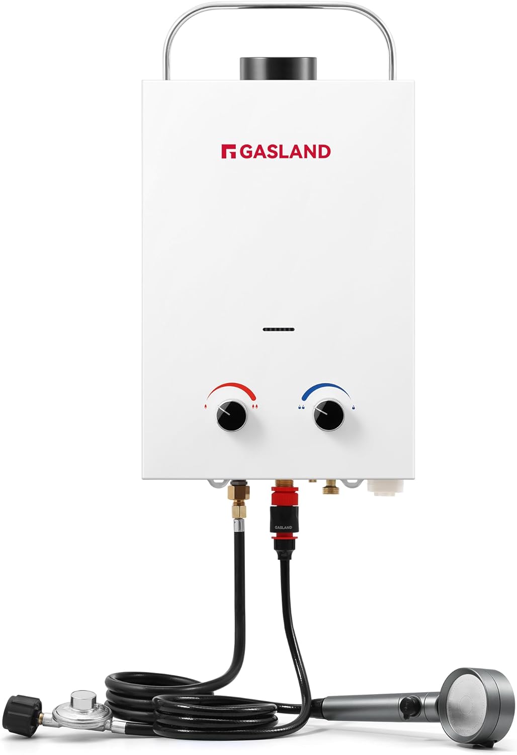 GASLAND BS158 Outdoor Portable Gas Water Heater 1.58GPM, 6L Propane Tankless Water Heater for RV Camping Cabin Boat, Overheating Protection, Easy to Install, White