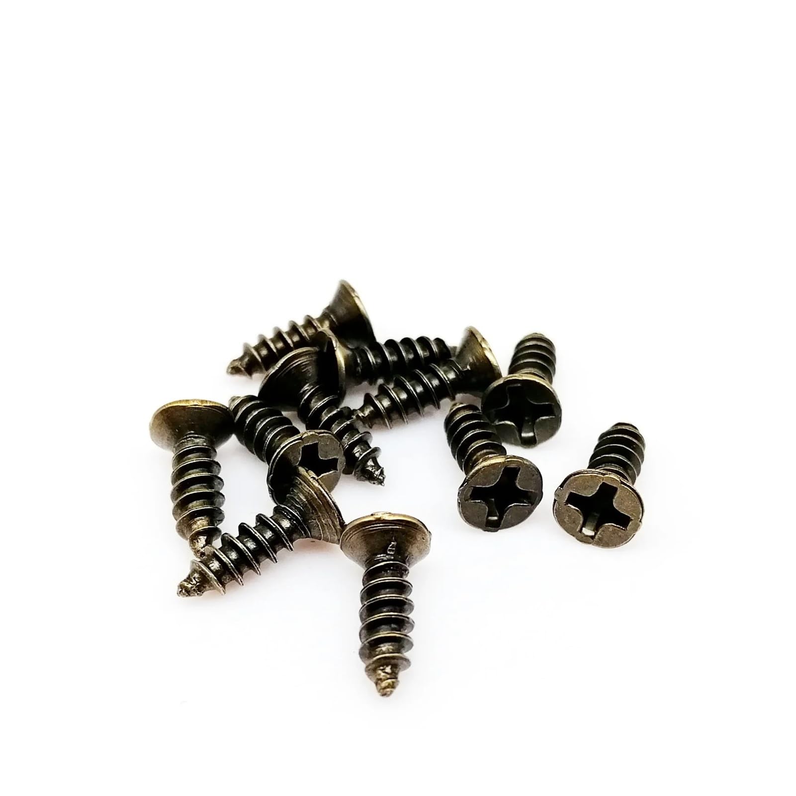 Dlntxfdg Antique Brass 200Pcs M2 M2.6 M3 Mini Small Golden Silver Bronze Black Steel Flat Countersunk Head Self Tapping Screw(,2X10mm)