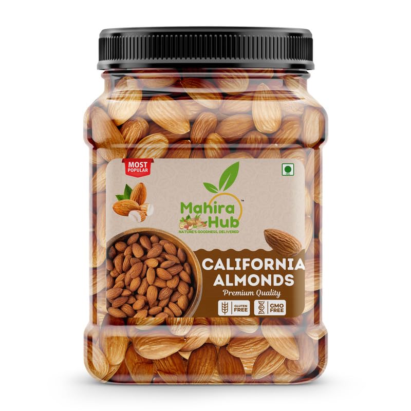 Image of MAHIRA HUB California Almonds 400gm Raw, Fresh & Crunchy | High Protein, Vegan & Gluten-Free | Natural Healthy Dry Fruits for Snacking, Cooking & Baking