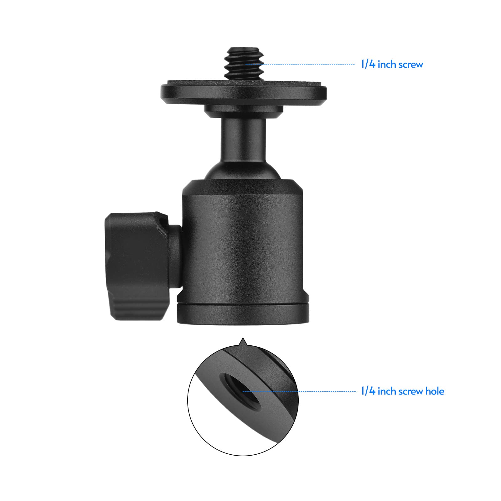 Mini-Kugelkopfadapter – 1/4" Auf 3/8", Für Kamera, Stativ, Alu-Legierung