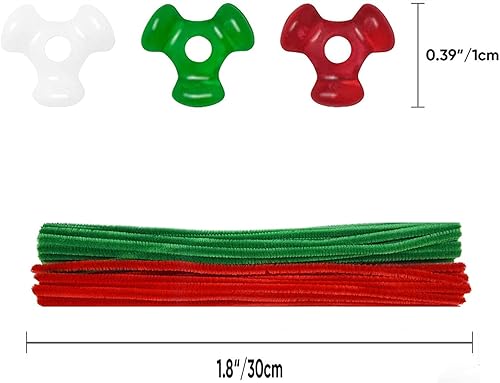 Miniatura 7 de LTGICH Juego de adornos de 1000 cuentas de plástico con 30 tallos de chenilla roja y verde, limpiadores de tuberías para árbol de Navidad,