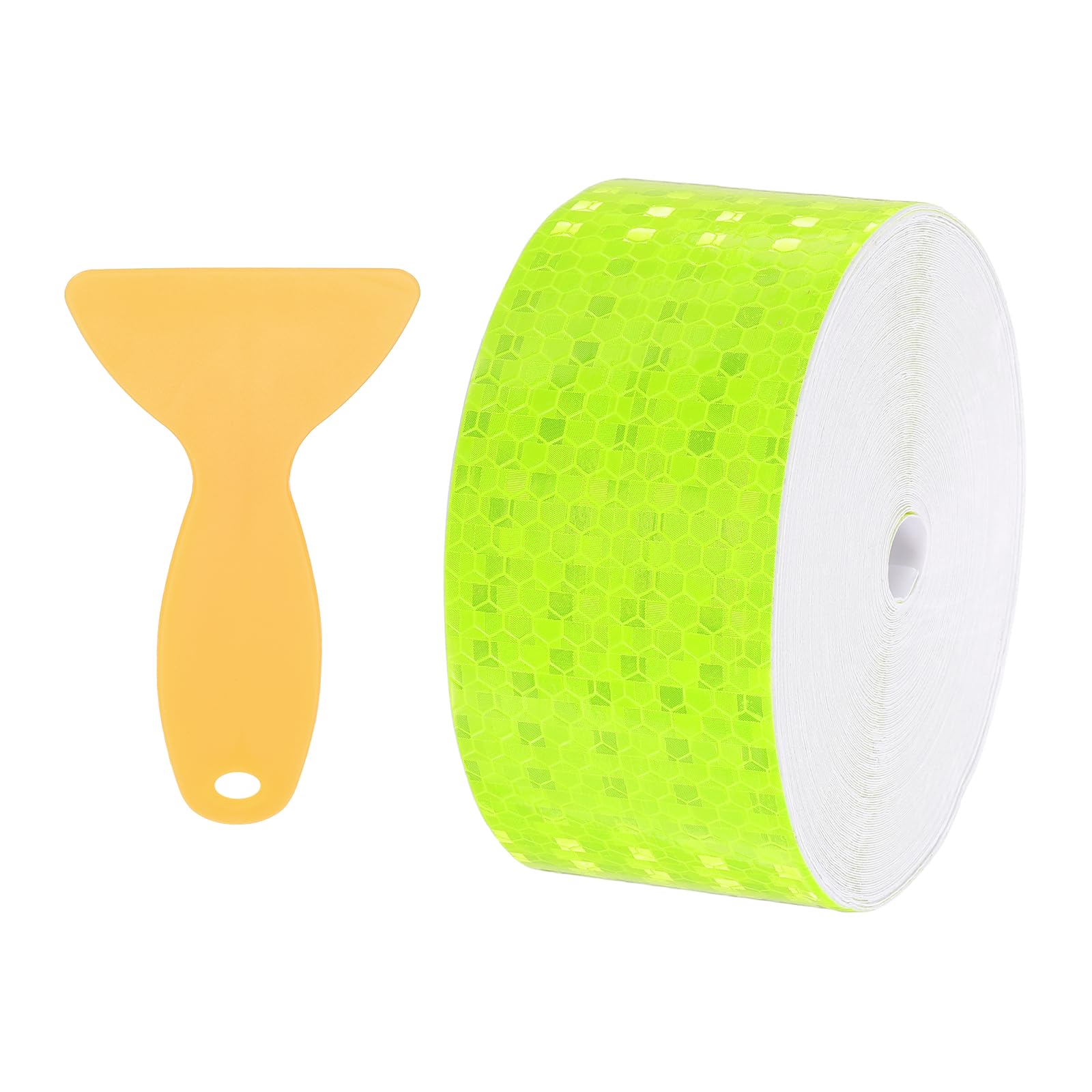 PATIKIL 2 Inch x 82 ft Reflective Tape, 1 Roll Waterproof Self Adhesive High Visibility Caution Warning Safety Tape Reflector with Scraper for Trucks Trailers Cars, Bright Green