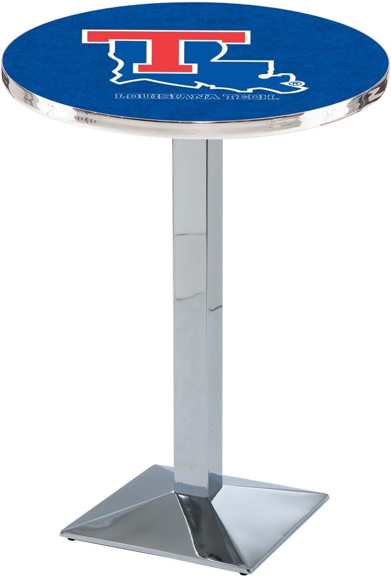 HBS L217-42" Chrome Louisiana Tech Pub Table by Holland Bar Stool Co.