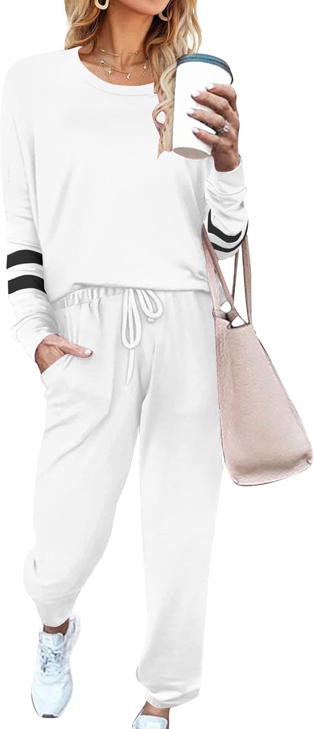 Ekouaer Sweatsuits Womens Loungewear Set Tracksuit Long Sleeve Pajamas Set with Pockets 2 Piece Outfits Lounge Sets