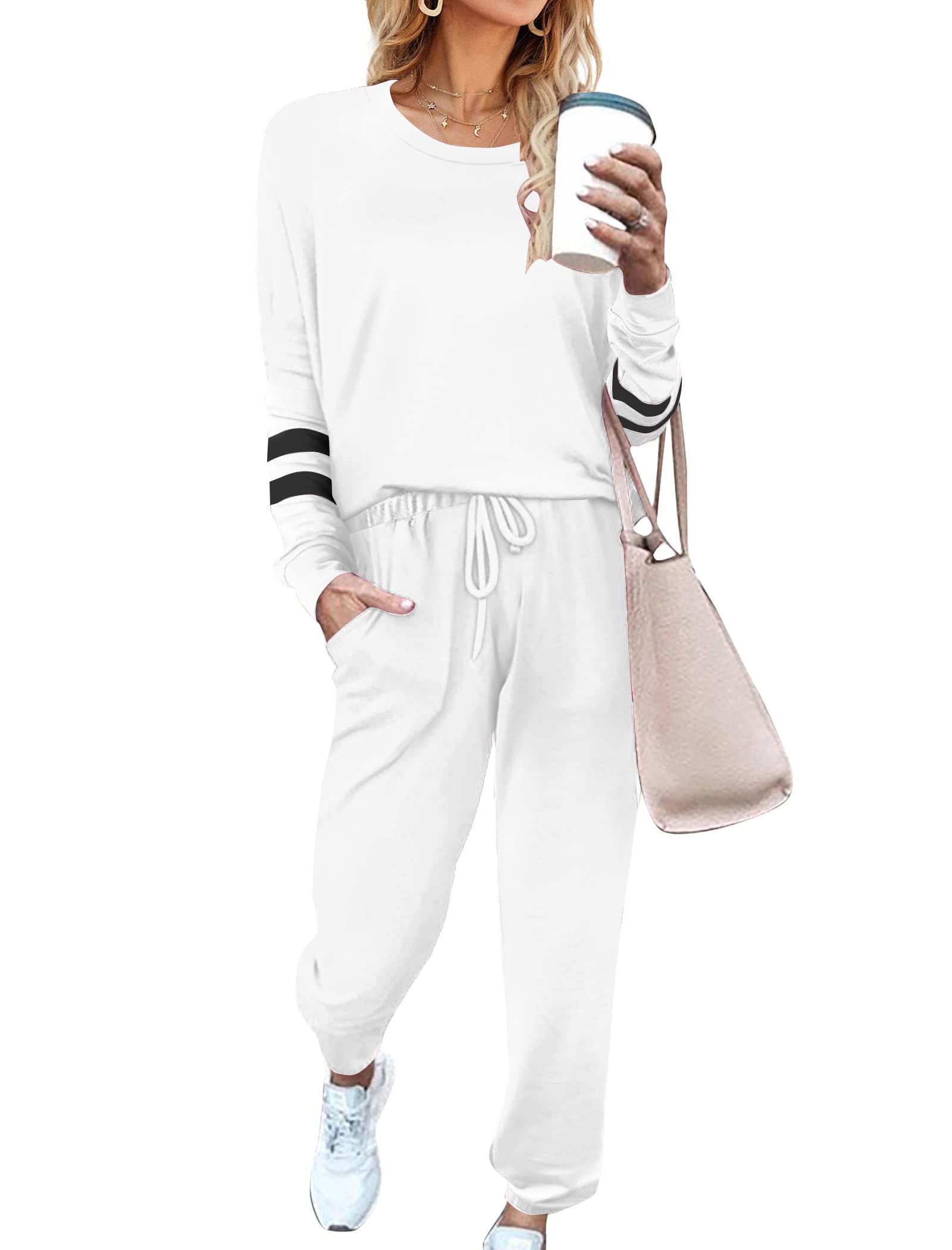 Ekouaer Sweatsuits Womens Loungewear Set Tracksuit Long Sleeve Pajamas Set