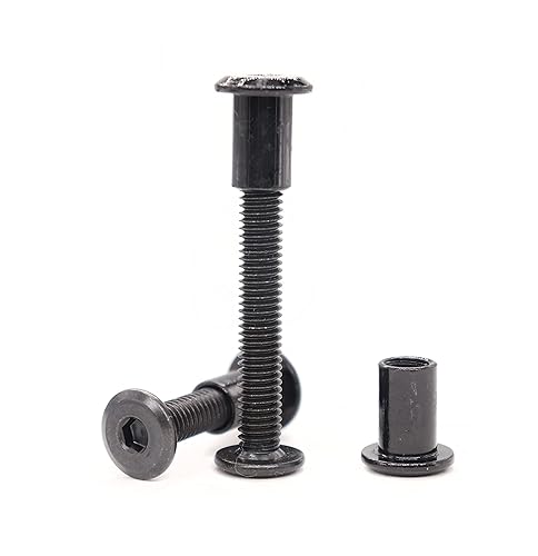 binifiMux Paquete de 10 tornillos de casquillo negros M6 x 1.772in, kit de tuercas de barril para muebles, cama y cuna