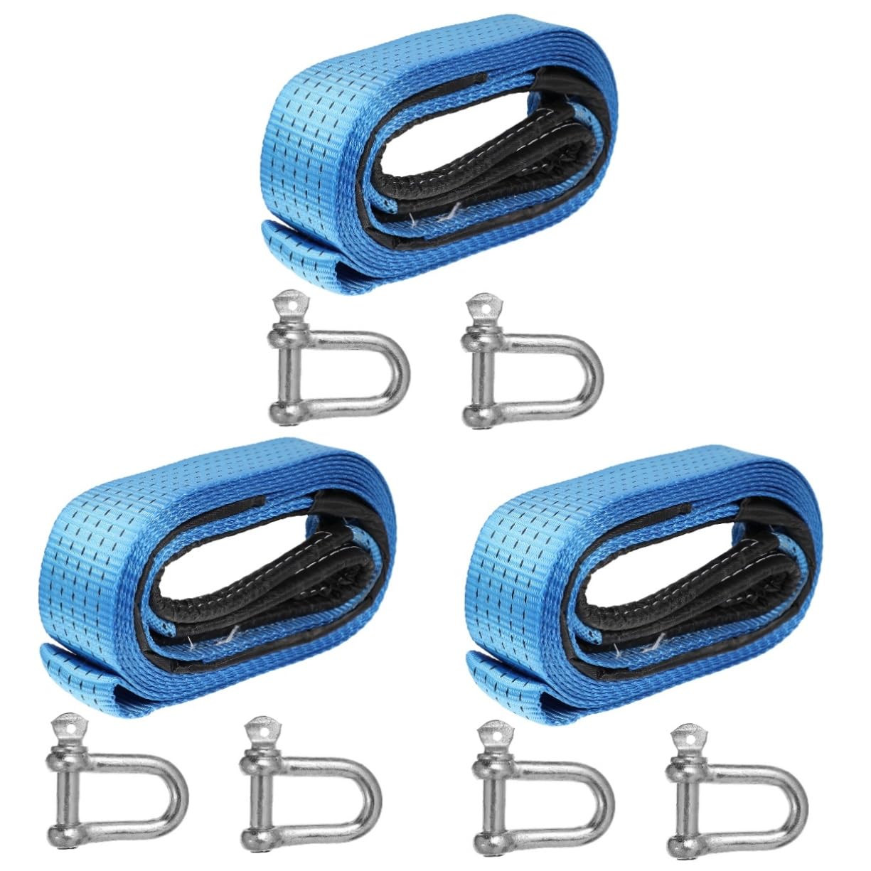 Sangle de Remorquage Anti-Enlisement et Corde de Maintien Bleue de 3 Mètres (3 Pcs)