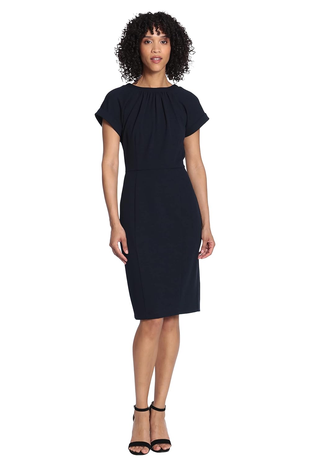 Maggy London Womens Short Sleeve Sheath Scuba Crepe Dress