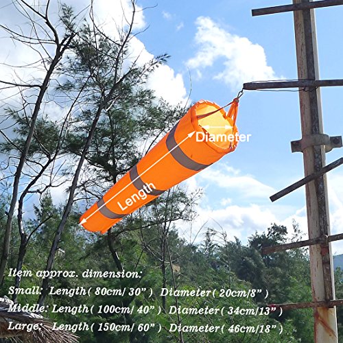 CrocSee Airport Windsock Outdoor Orange Rip-Stop Wind Sock Windsocks with Reflective Belts Length(30") - Thumbnail 2