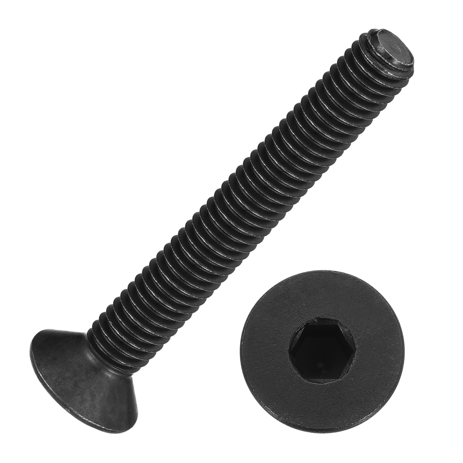 Kozelo 20Pcs Flat Head Socket Cap Screws - [1/4"-20 x 1-1/4"], Carbon Steel Countersunk Bolts, Black, for Automotive, Furniture Repair, Industrial Equipment & Temporary Fixes