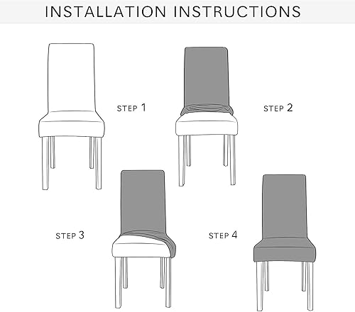 Vista 9 de ENOVA HOME Funda para silla de comedor moderna, elegante de poliéster y elastano, elástica, lavable, extraíble, suave y elástica