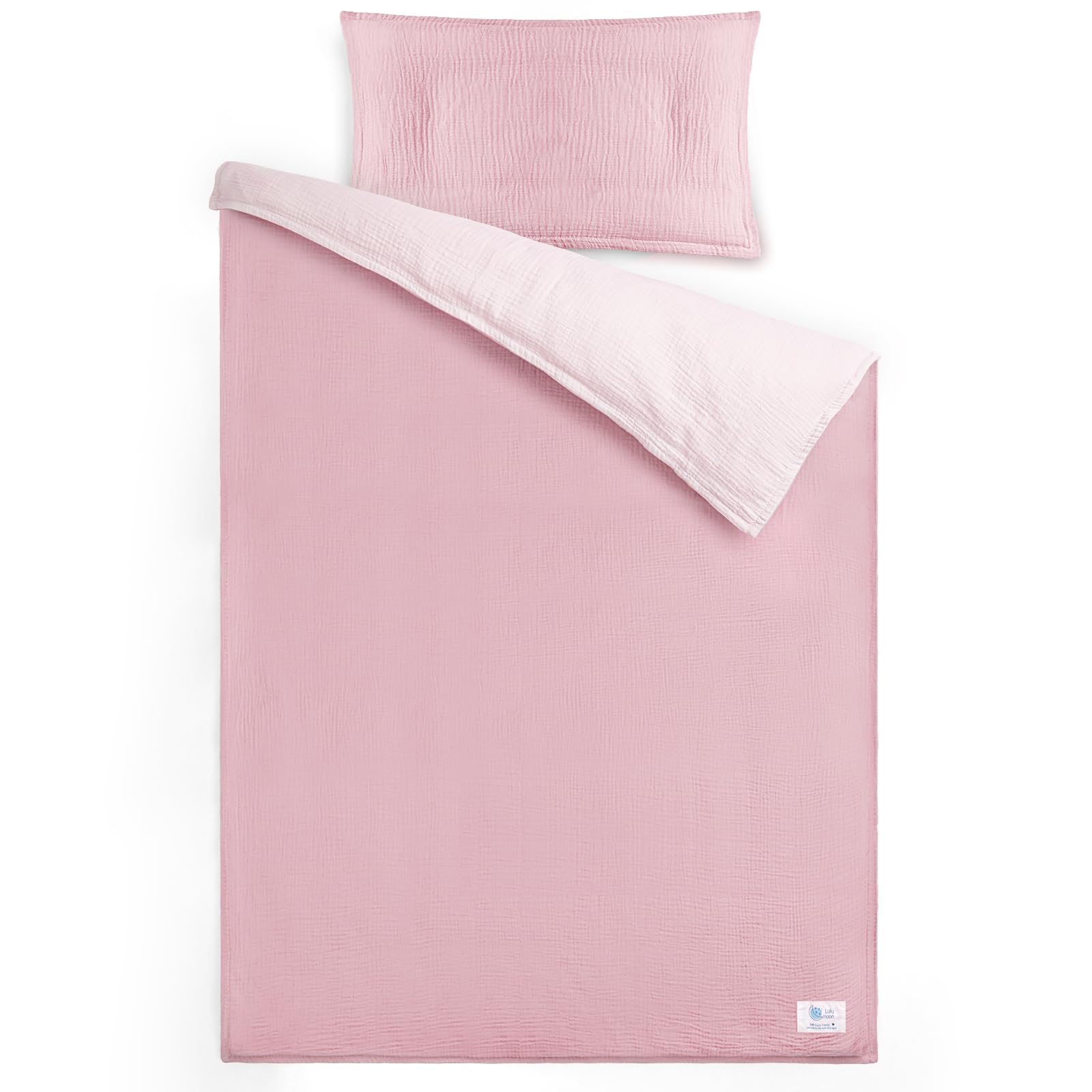 lulumoon Juego de Ropa de Cama Infantil de Muselina de 100 x 135 cm, Funda nórdica de 100 x 135 cm y Funda de Almohada de 40 x 60 cm, de algodón, Ligera y cómoda, Color Gris y Verde, 100 x 135 + 40 x
