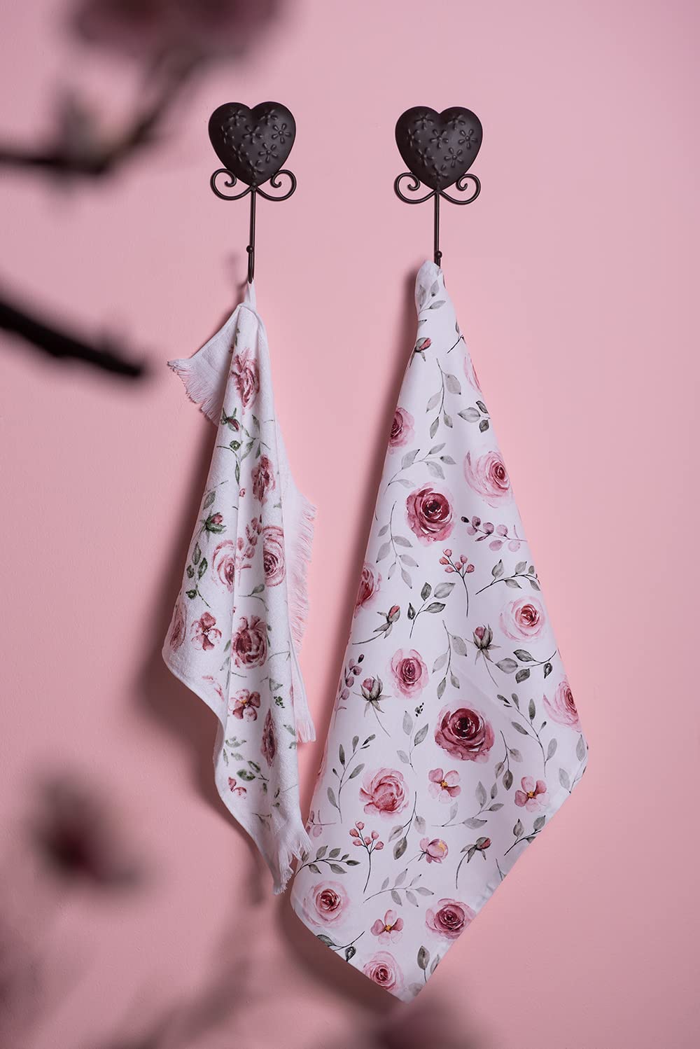 Clayre & Eef Toalla de invitados 40 x 66 cm Rosa Algodón Rectangular