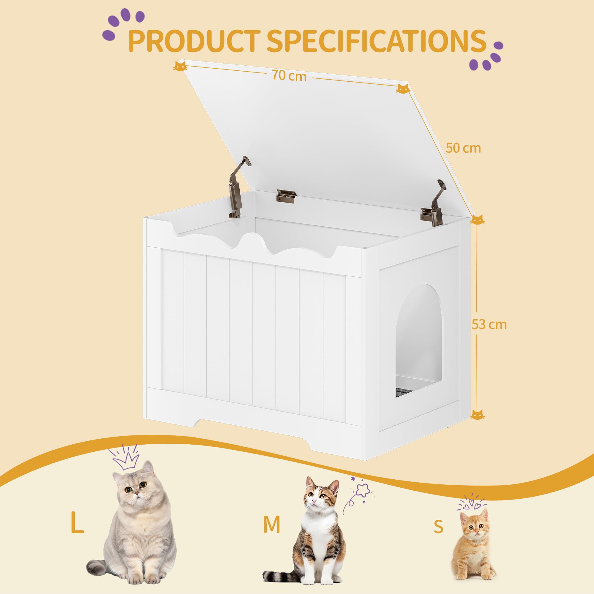PawHut Kattenkast Kattenhuis Kattentoilet Houten Kattenbed Met Magnetische Deur Mdf~11e1a3pn0m000