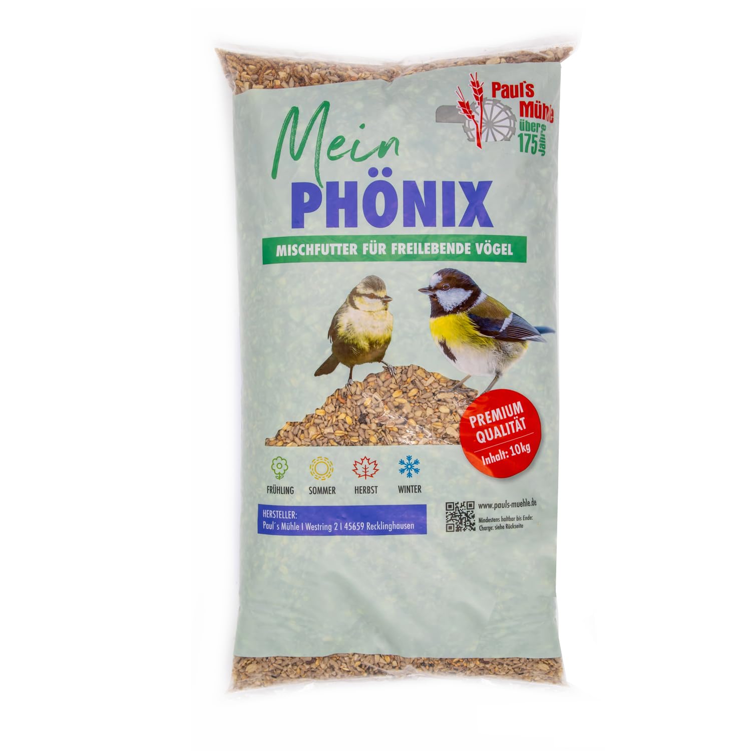 Paul´s Mühle Wildvogelfutter, Vogelfutter ideal für Brutzeit und Aufzucht, Phönix, 10 kg