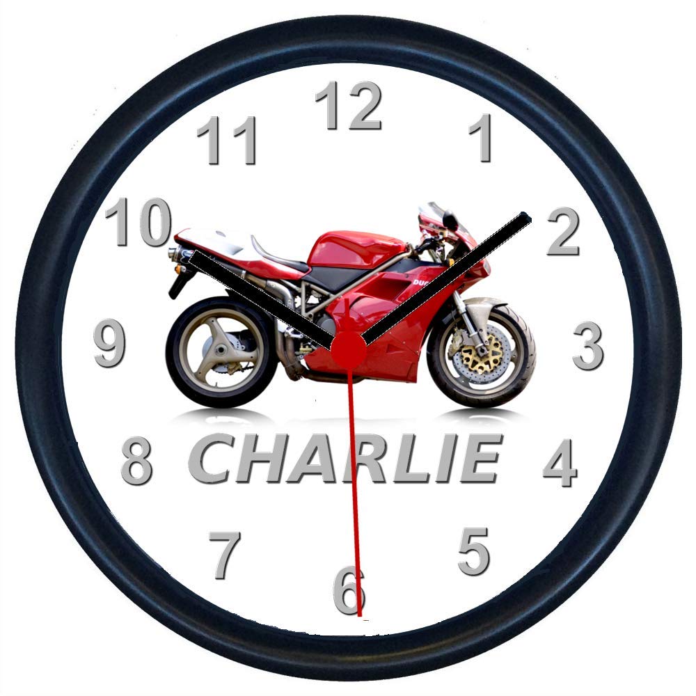 Key Expressions Black, White Personalised Classic Motorcycle Wall Clock For Ducati 916 Enthusiasts