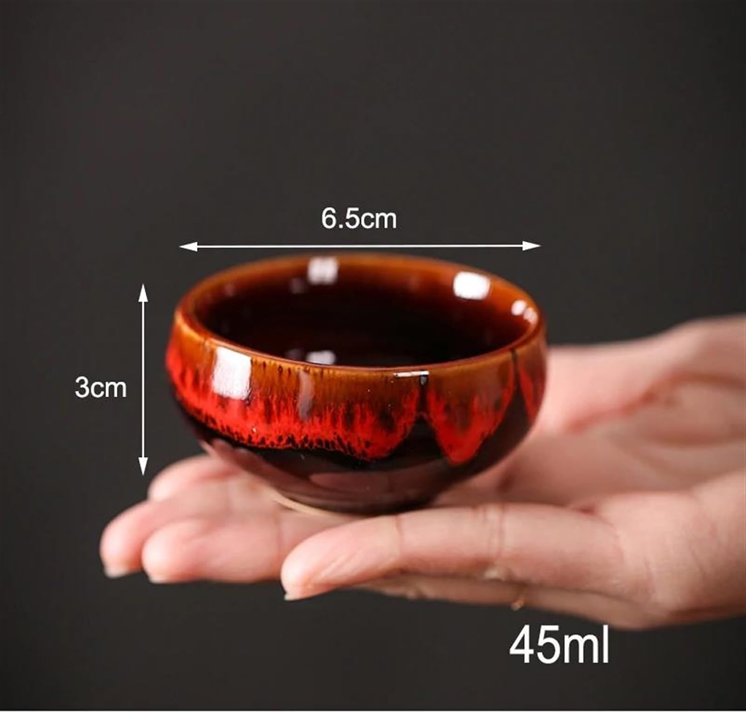 Afternoon Tea Set 6pcs Chinese Porcelain Teacup Set Teacup Set Pottery Tea Set Replacement Goldfish Glaze Travelling Tea Bowl Tea Set for Adults (Color : E) (A)