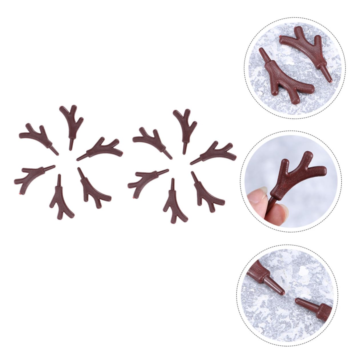 NUOBESTY 3 Sätze Ast Geweih Zweiggeweihe Selber Machen Schneemann Diy Verzierung Weihnachtsschneemannaufkleber Bausatz Weihnachtsfensteraufkleber Rentiergeweih Brown Plastik 120 Stück * 3