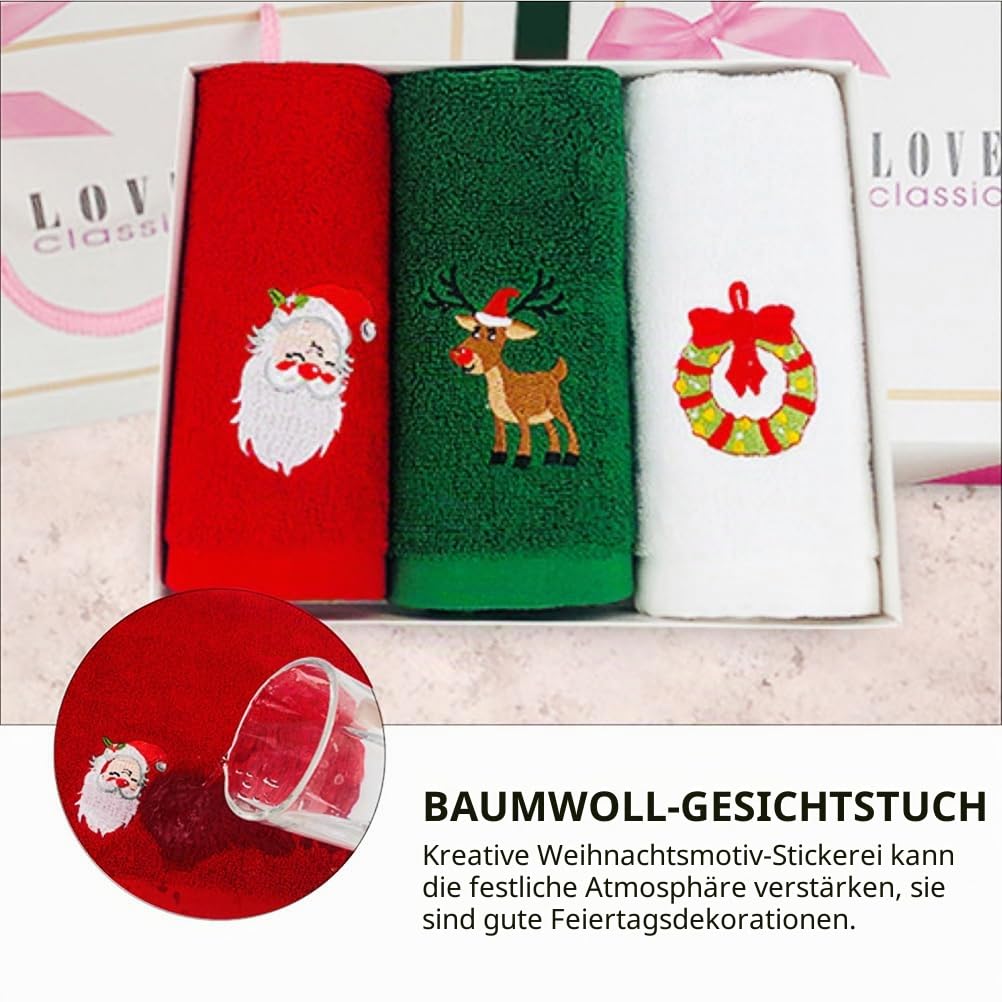 Operitacx Weihnachtshandtücher, 17, 7 X 12, 6 Zoll Große, Bestickte Baumwolltücher, Weihnachtliches Deko-Handtuch für Die Reinigung von Küche Und Bad zu Hause (3 STK B, 45.00X32.00X0.30CM)
