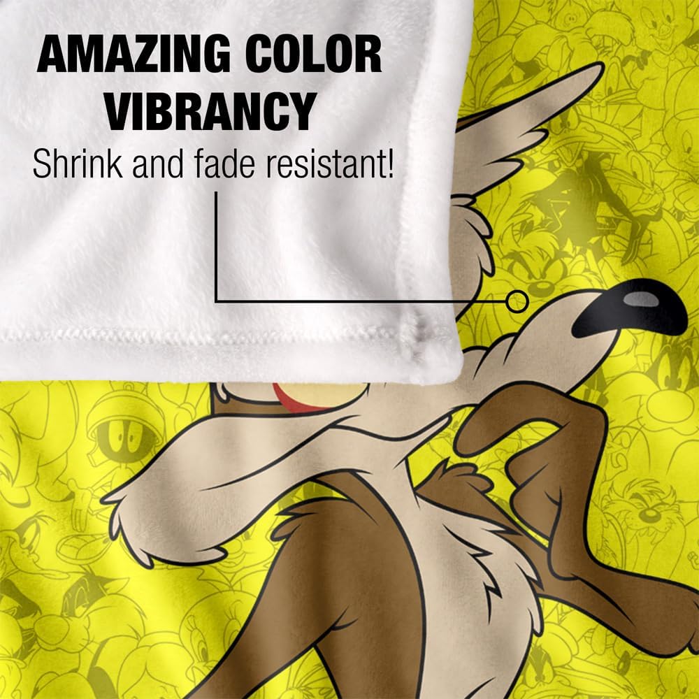Looney Tunes Blanket, 60"x80" Wile E Coyote Character Silky Touch Super Soft Throw Blanket