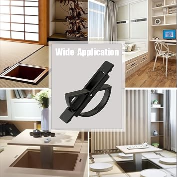 2 Pcs Invisible Cabinet Drawer Handle 180 Rotating Zinc Alloy Hidden Grip Concealed Door Pulls Handles Hardware for Cabinet,Tatami,Wardrobe,Drawer,Closet,Cabin (Black)