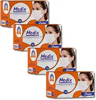 Kit 4 Caixas Máscara Descartável Tripla Proteção com Filtro e Clipe de Ajuste Nasal Com Elástico – Total 200 Unidades